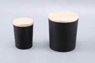 Pot en verre de bougie de Matt Black 100ML 200ML 440ML avec les couvercles en bois foncés