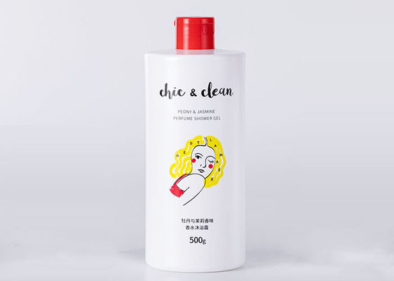 le cosmétique en plastique d'aseptisant de lavage de la main 500ml met le blanc en bouteille clair avec la pompe
